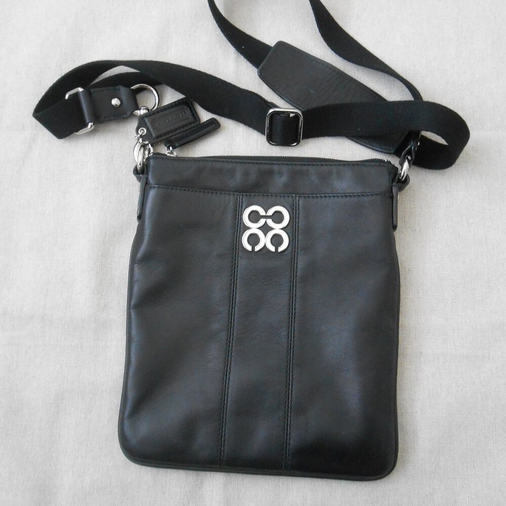 Coach Julia black leather crossbody bag 7.5"x 8.5"